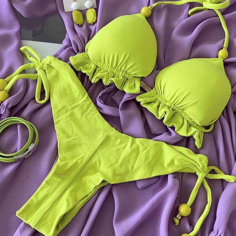 2025 Neuer Sexy 13 Farben Dreieck Badeanzug für Damen Brasilianische Bikinis Bademode Push-Up Badeanzug Strand Bikini Set