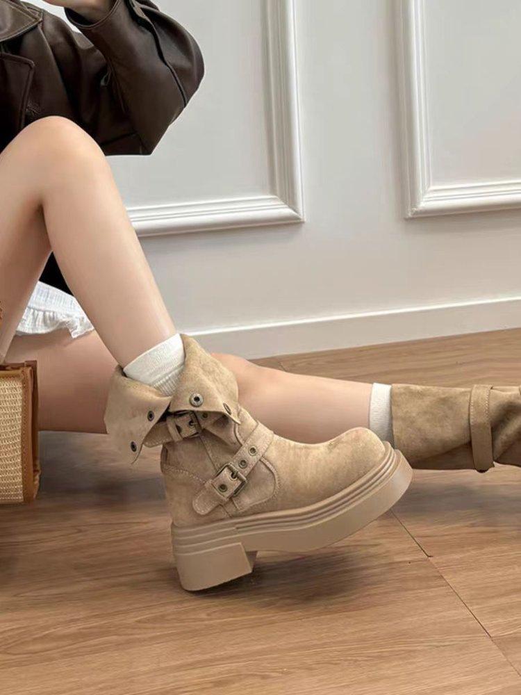 Kleine Western-trendige Denim-Baumwollstiefel Damen 2025 Winter neu dicksohlige Zwei-Wege-Samt warme Ritterstiefel