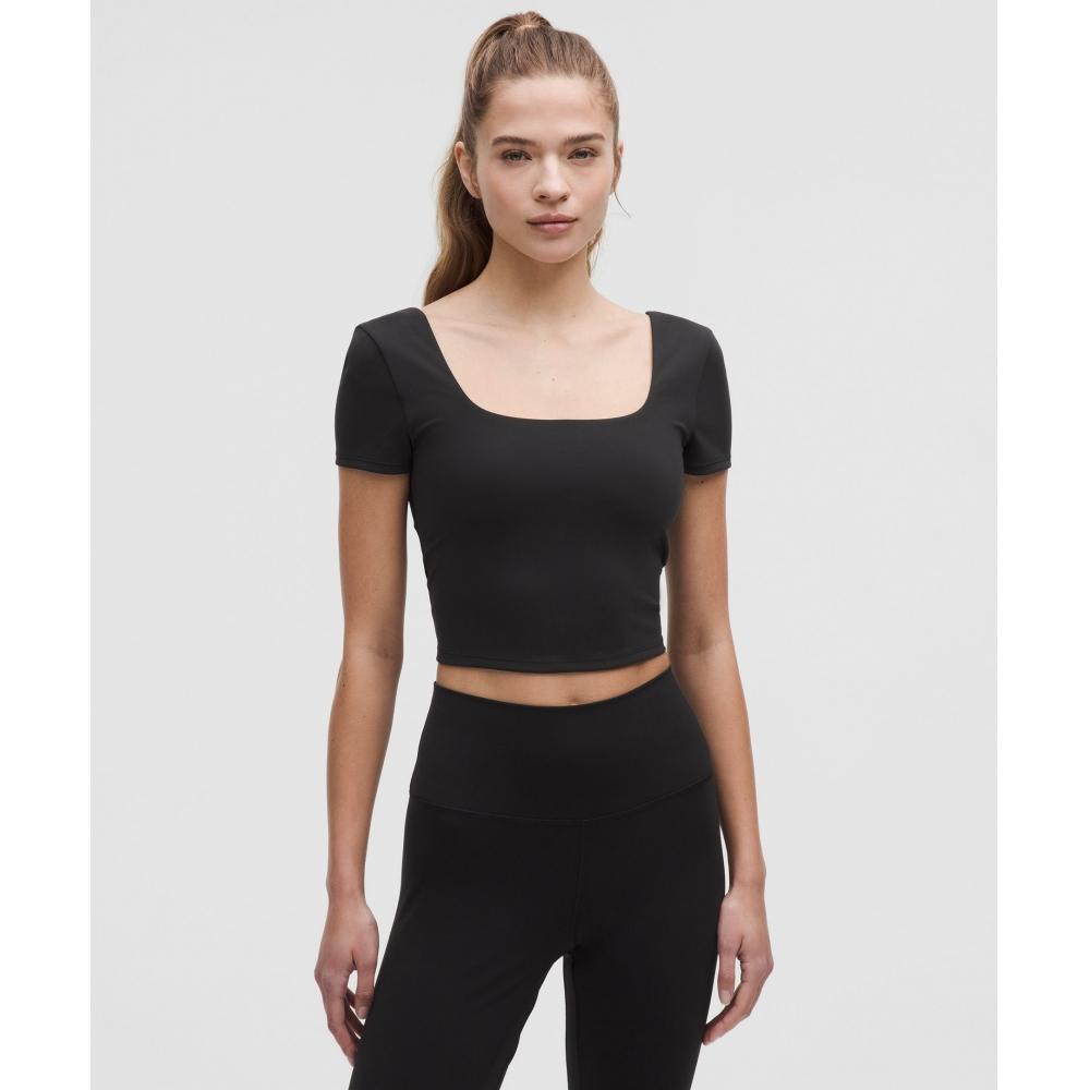 

Lululemon WUnder Under SmooThcover Square Neck T shirT Black 8