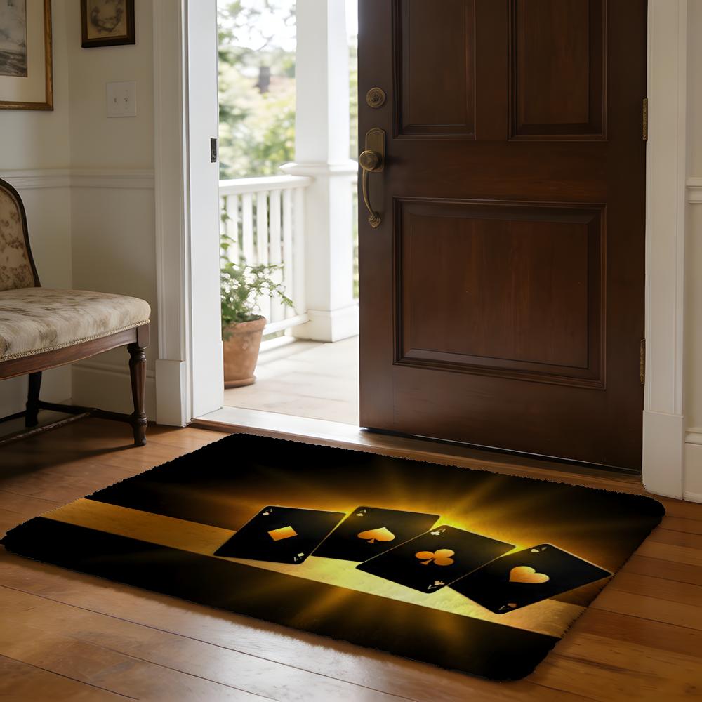 Fashion Spade Floor Mat Soft Flannel Absorbent Mat Non-Slip Rug Home Bedroom Bathroom