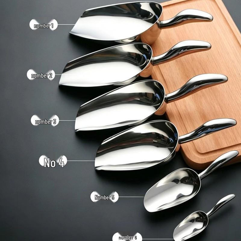 Stainless Steel Thickened Ice and Food Shovel for Tea and Milk Shops
