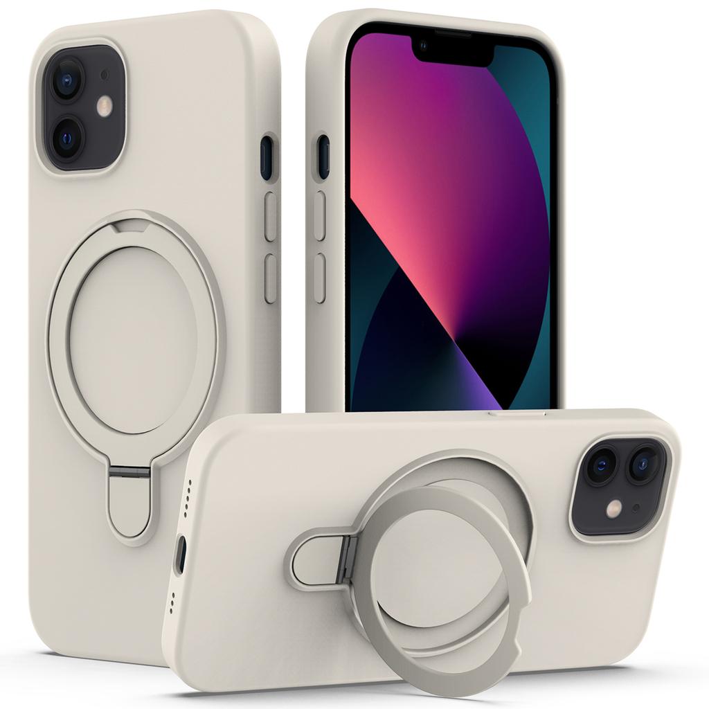 For iPhone 11 Magnetic Case with Ring Kickstand PC+Silicone Drop-Proof Phone Cover