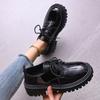 Fashion Platform Loafers Women's 2025 New British Style Single Shoes Black Bright Leather