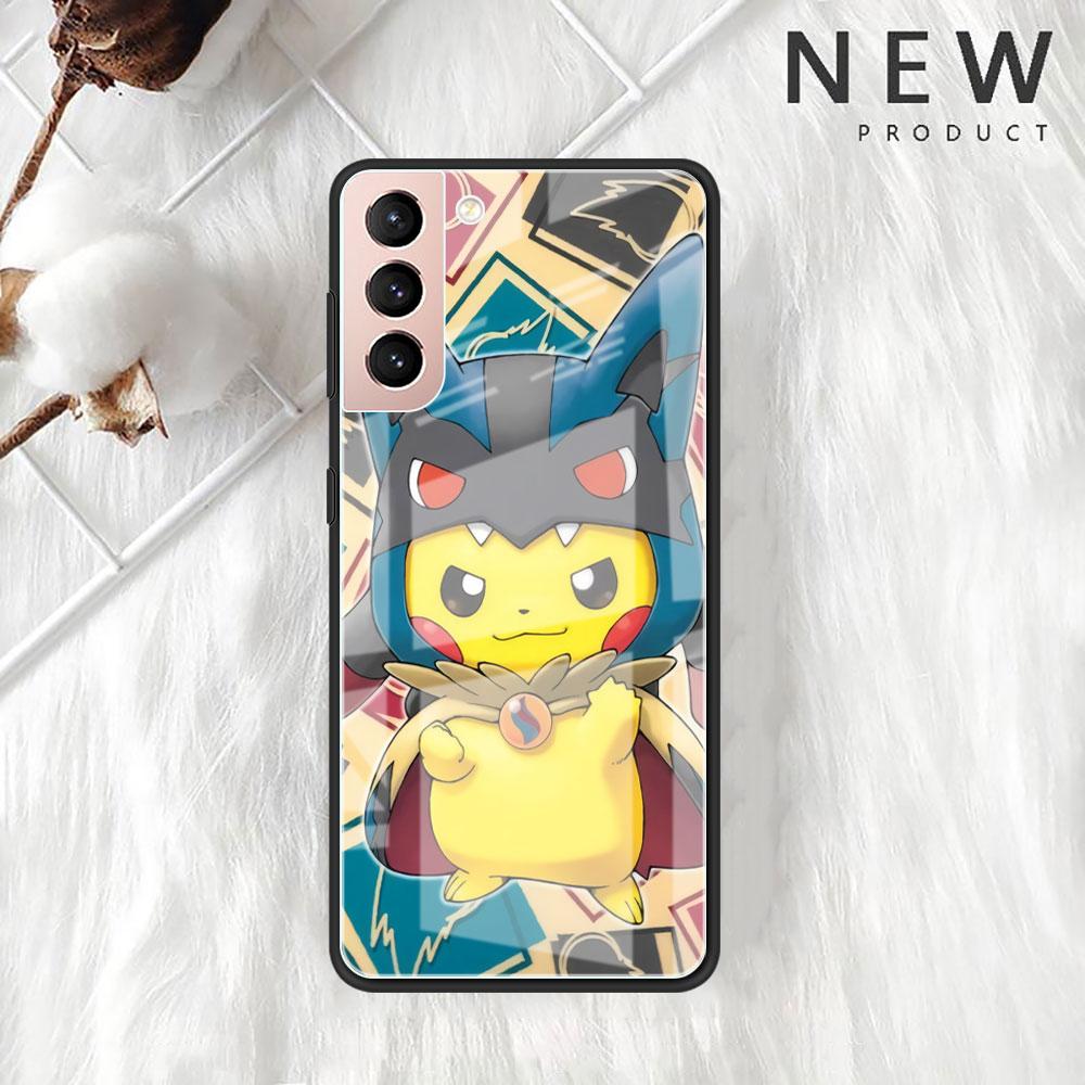 Glashülle für Samsung Galaxy S20 FE S22 Ultra S21 Plus Note 20 S10 Lite 10 S10e S9 Gehärtete Handyhülle Lustiges Pokemon Pikachu