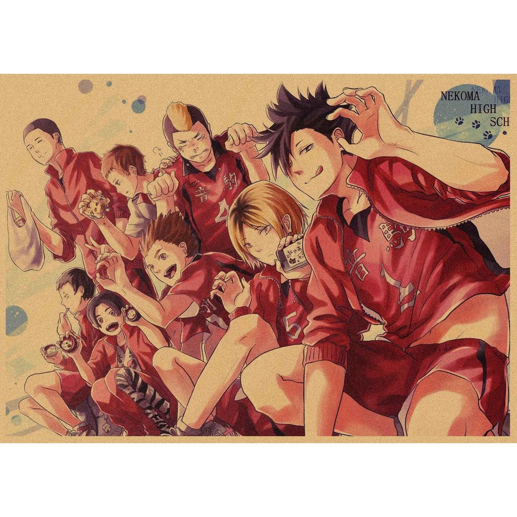 Haikyuu!! Retro Kraft Poster: Hinata Shoyo & Kageyama Tobio Decorative Wall Art