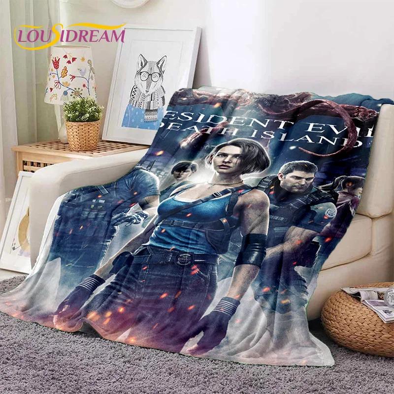 3D Lastest Horro Games R-Resident Evil Soft Flannel Blankets,Throw Blanket Comfortable for Picnic Beds Sofa Home Bedroom Kids