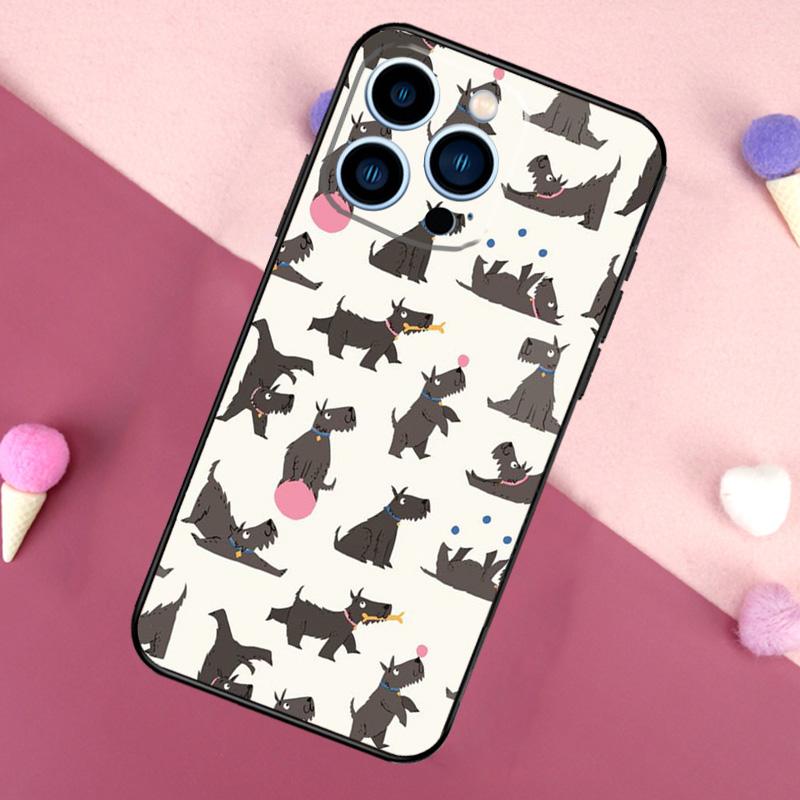 Scottish Terrier Pattern Case For iPhone 16 Pro Max 11 12 13 Mini 14 15 Pro Max 16 Plus XR 16e Phone Back Cover