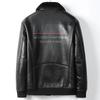 Futing Men's Shearling Lined Genuine Leather Winter Jacket