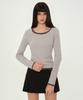 MUSINSA STANDARD WOMAN Pigment Ribbed Slim Scoop Neck Long Sleeve T-Shirt [Ash Grey]