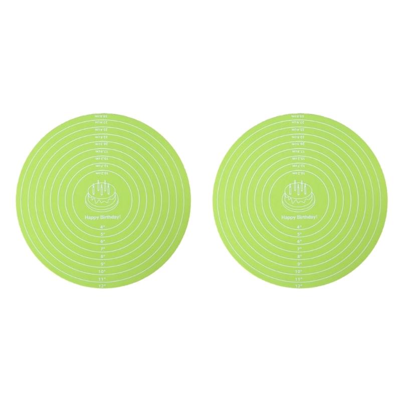 

Pack of 2 Heat Resistant Silicone Round Pastry Board For Bread Pizza Cookie Dough Rolling Preparation And Baking Mat зелёный