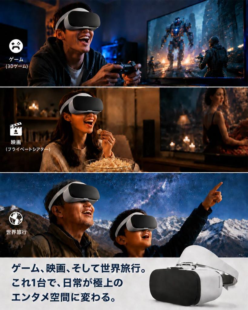 2026 Model VR Field of Portable VR VR 3D Panoramic Aspherical Adjustable Focus and Interpupillary Adjustable Head VR Goggles for Compatible with Inch