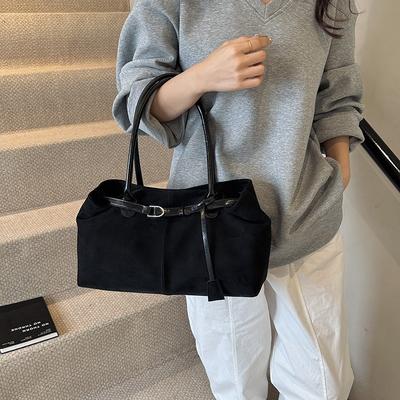 Autumn and Winter Retro Large-capacity Suede Bag Women's New Casual Commuting Shoulder Bag Portable Tote Bag