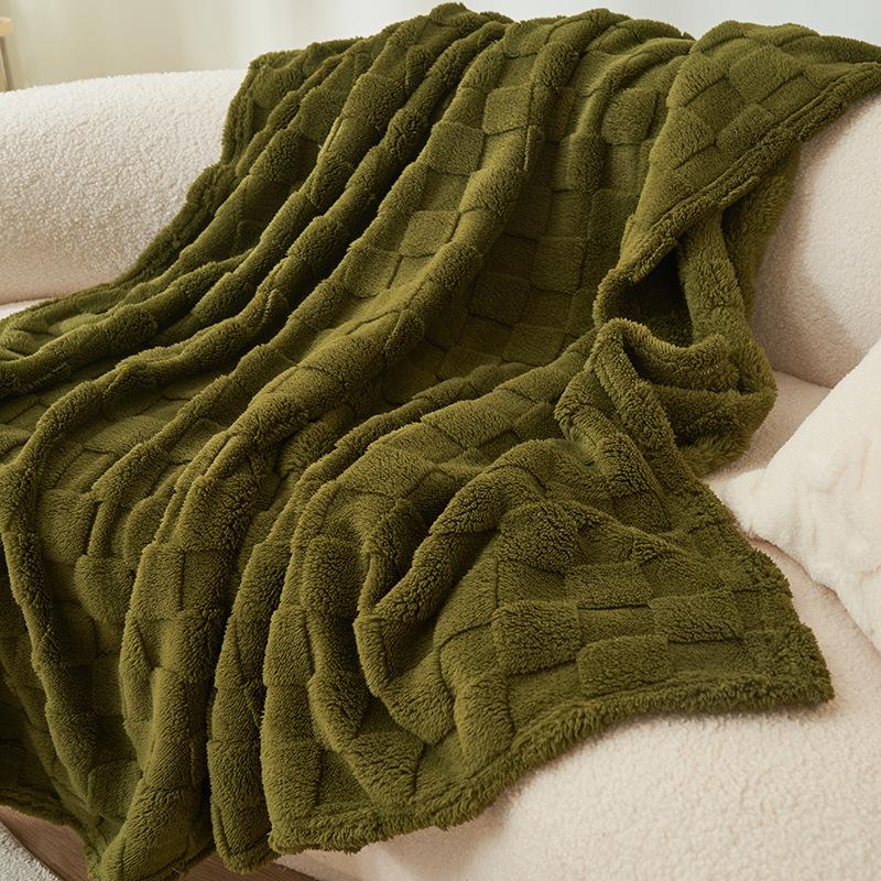 Class A Milk Fleece Blanket Office Nap Blanket Small Blanket Sofa Throw Flannel Waffle Weave Lightweight Air-Conditioning Blanket