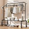 Indoor Double-Rod Floor-Standing Clothes Rack for Balcony or Bedroom