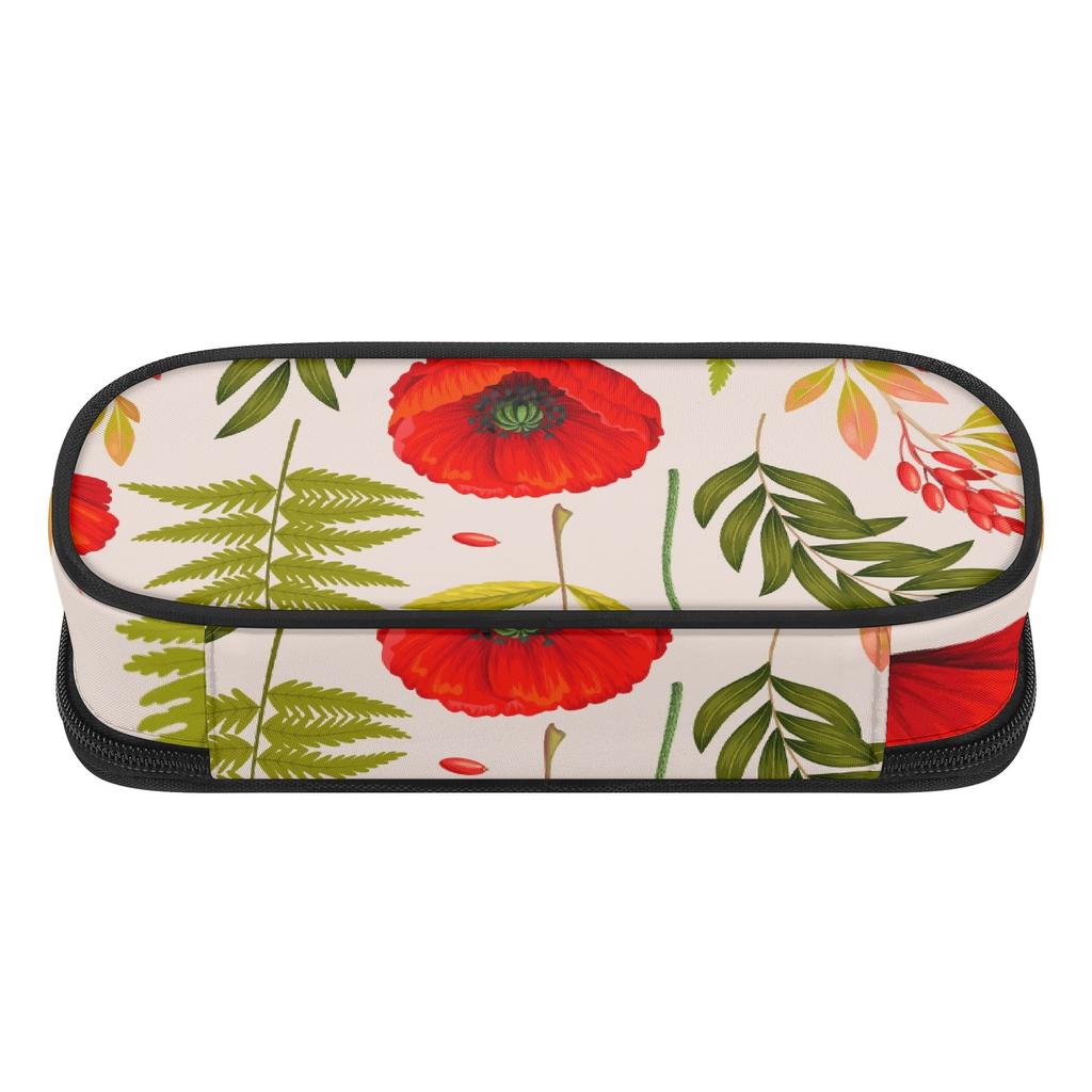 Pencil Case Printed Wear Resistant Polyester Zipper Closure with Main Compartment Mesh Pocket and Pen Slots for Daily School Use