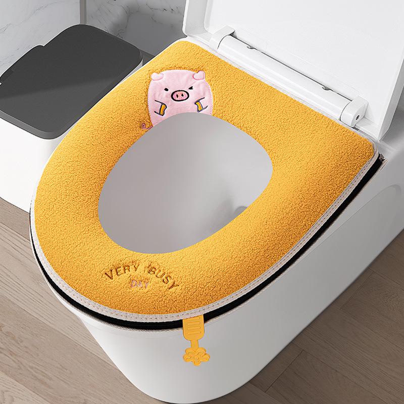 Thick Zipper Style Toilet Seat Cushion for Autumn and Winter