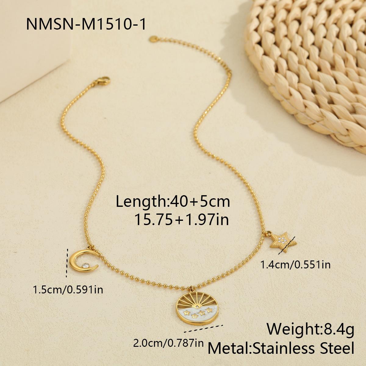GEMCHIC Women s 18K Gold Plated Stainless Steel Moon Star Round Pendant Necklace