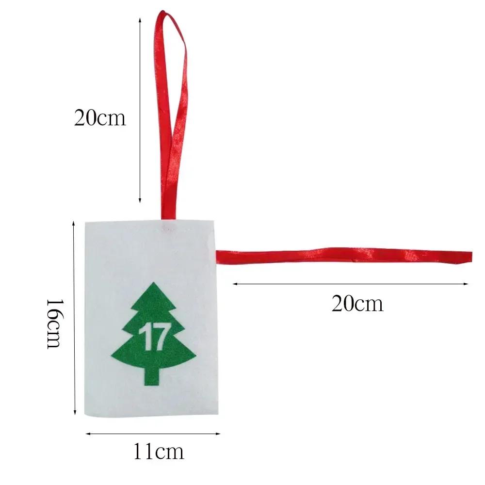 24 ST Festlig dragpåse Julparty presentpåse med numrerade etiketter Adventskalender i filt Nedräkningsdekoration