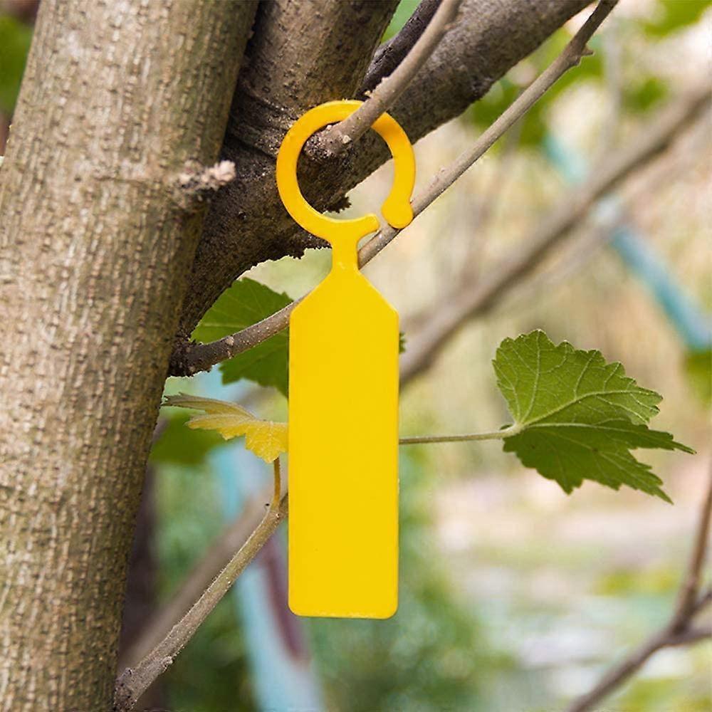 100 Pieces Yellow Plastic Plant Sticks, Hanging Plastic Plant Signs, Labeling, Yellow Plug-in Labels