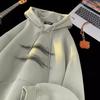 American Printed Couple Sweater Mens Autumn Vintage Everyday Relaxed Fit Hooded Athletic Jacket