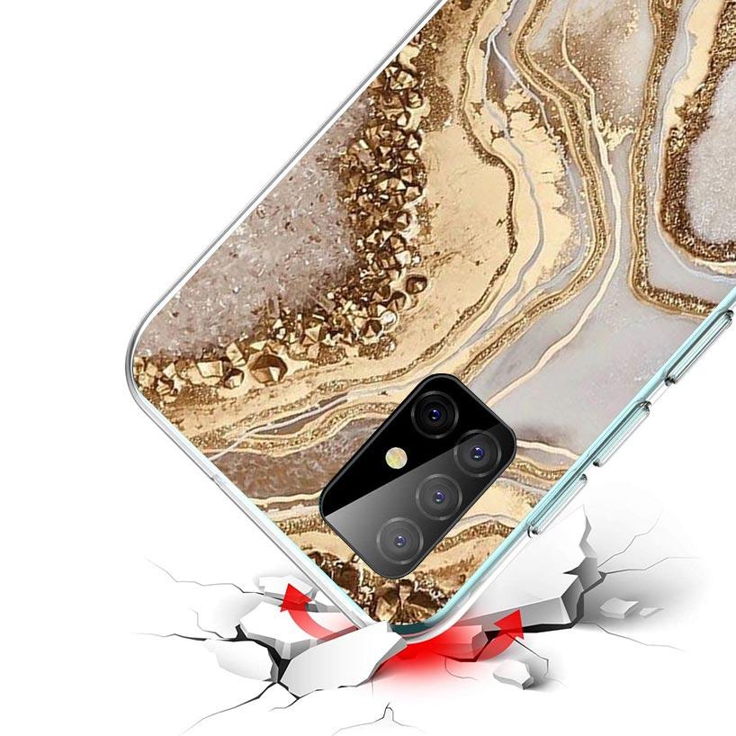 Fashion Gold Pink Geometric Marble Case Phone Cover for Samsung Galaxy A17 A16 A15 A14 A13 A56 A55 A54 A53 A36 A35 A34 A33 A26 A