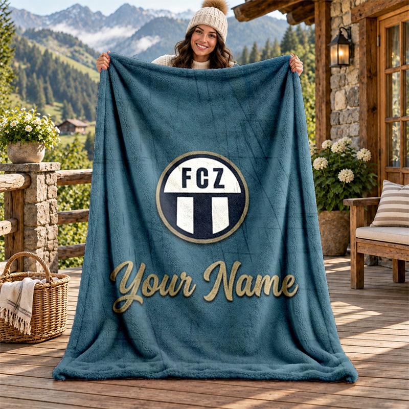 FC Zurich Custom Name Flannel Blanket Personalized Soft Warm Plush Throw Blanket Customized Gift for Family Friends