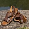 Fashion Open-toe Summer Men's Sandals Outdoor Male Leather Sandals Classic Roman Shoes Soft Dual-Purpose Slippers Beach Rubber Sandals
