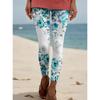 Damen Leggings Vintage Mode Lässig Knöchellang Hoher Bund Aquarell Blumenmuster Druck Thermisch Warm Weich Atmungsaktiv Mikro-elastisch