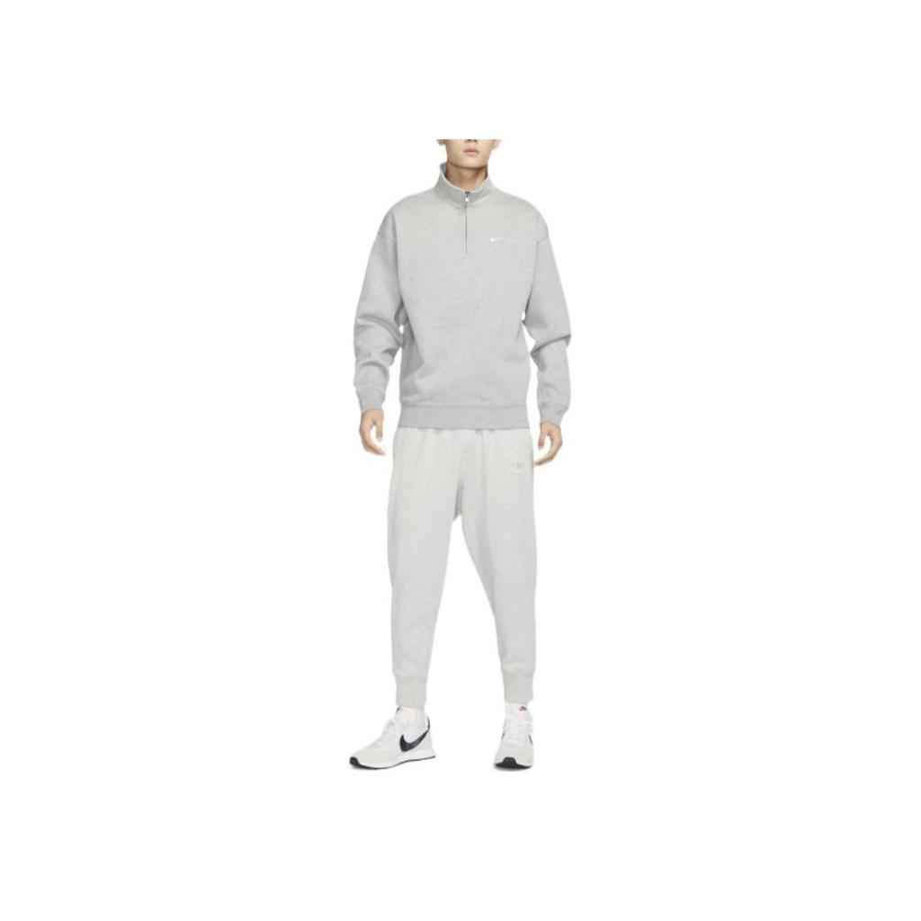 Nike Vintage Logo Embroidered Half-Zip Sweatshirt V1 Men Tops Grey DQ5210-063