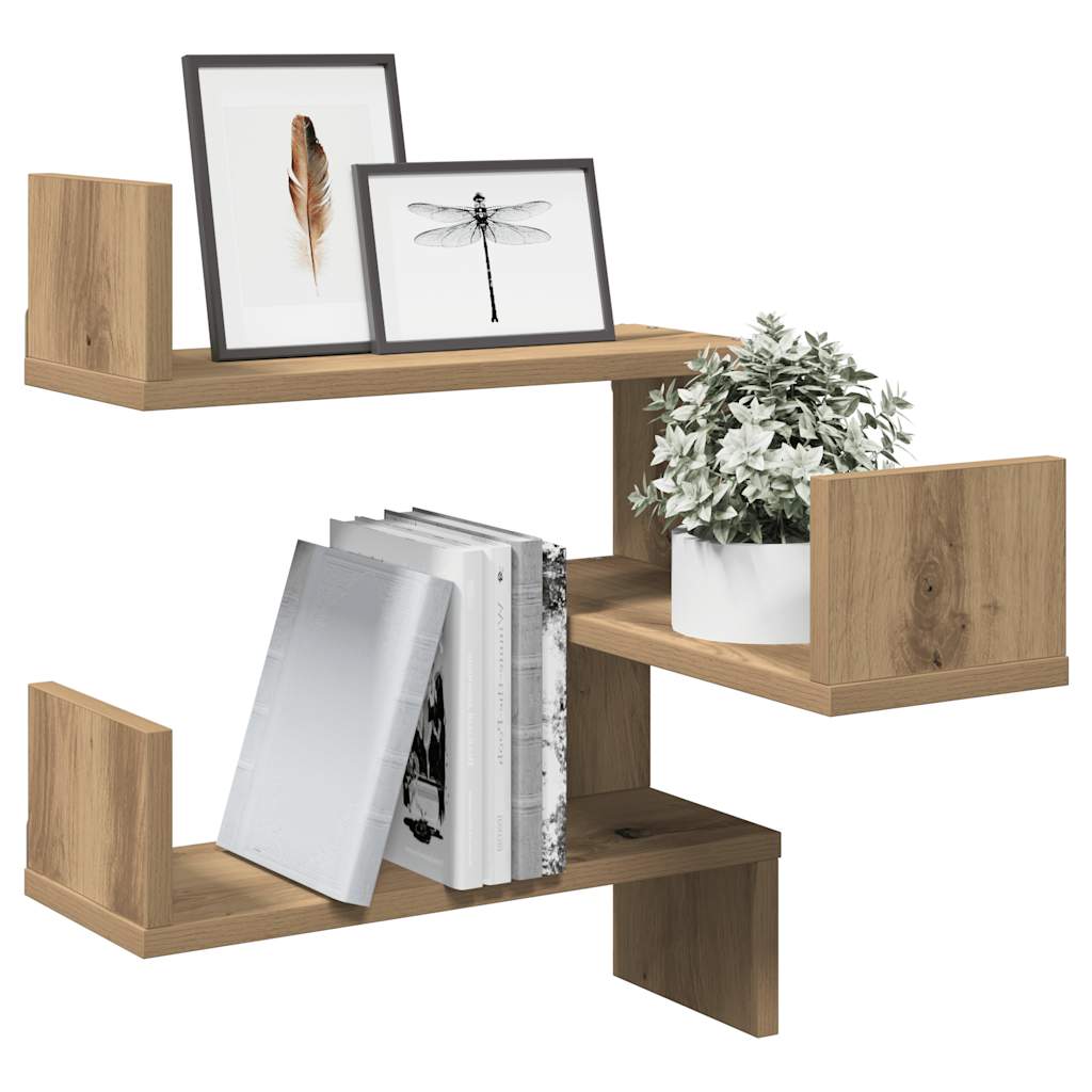Vintage wooden corner shelf, creative design irregular wall shelf, artistic wall-mounted decorative storage rack, 40x40x49,5 cm