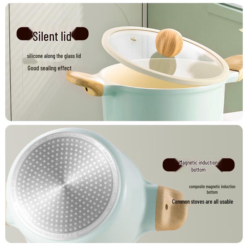 COOKER KING 22cm Celadon Ceramic Non-stick Soup Pot