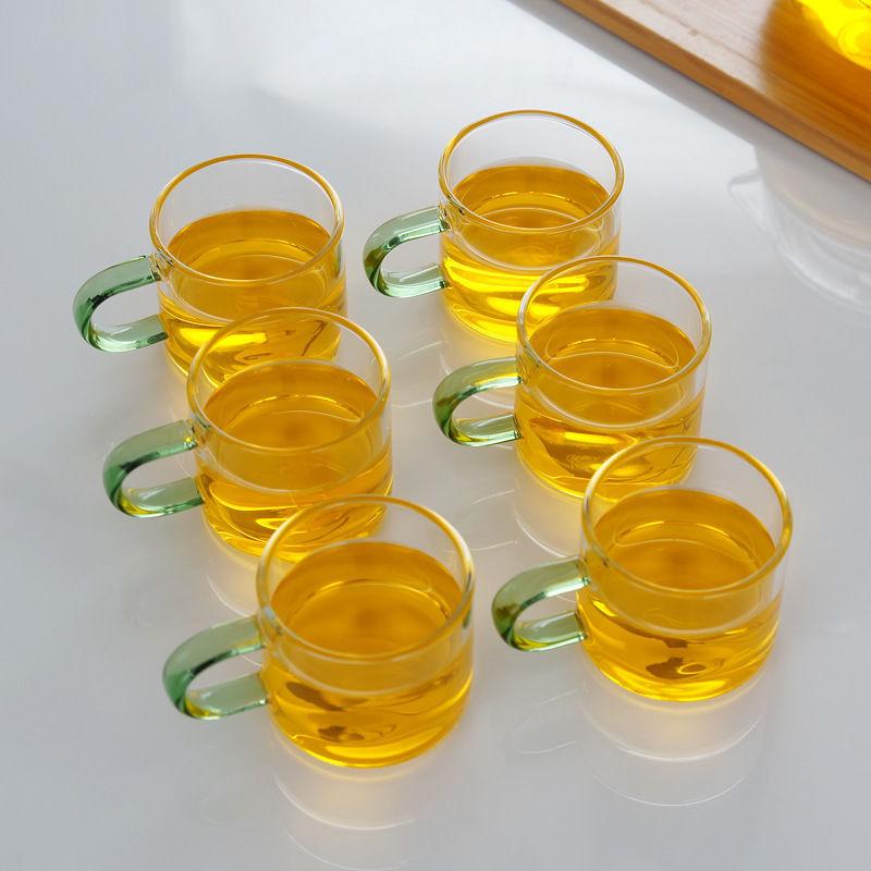 Heat-Resistant Glass Tea Cup with Handle - Household Gongfu Style, Transparent and Thickened for Individual Use
