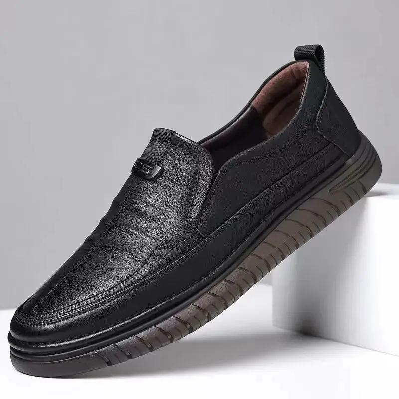 Cow Leather Shoes Men Business Casual Lightweight Soft Bottom Loafers Driving Flat Shoe Slip On Male Footwear Handmade