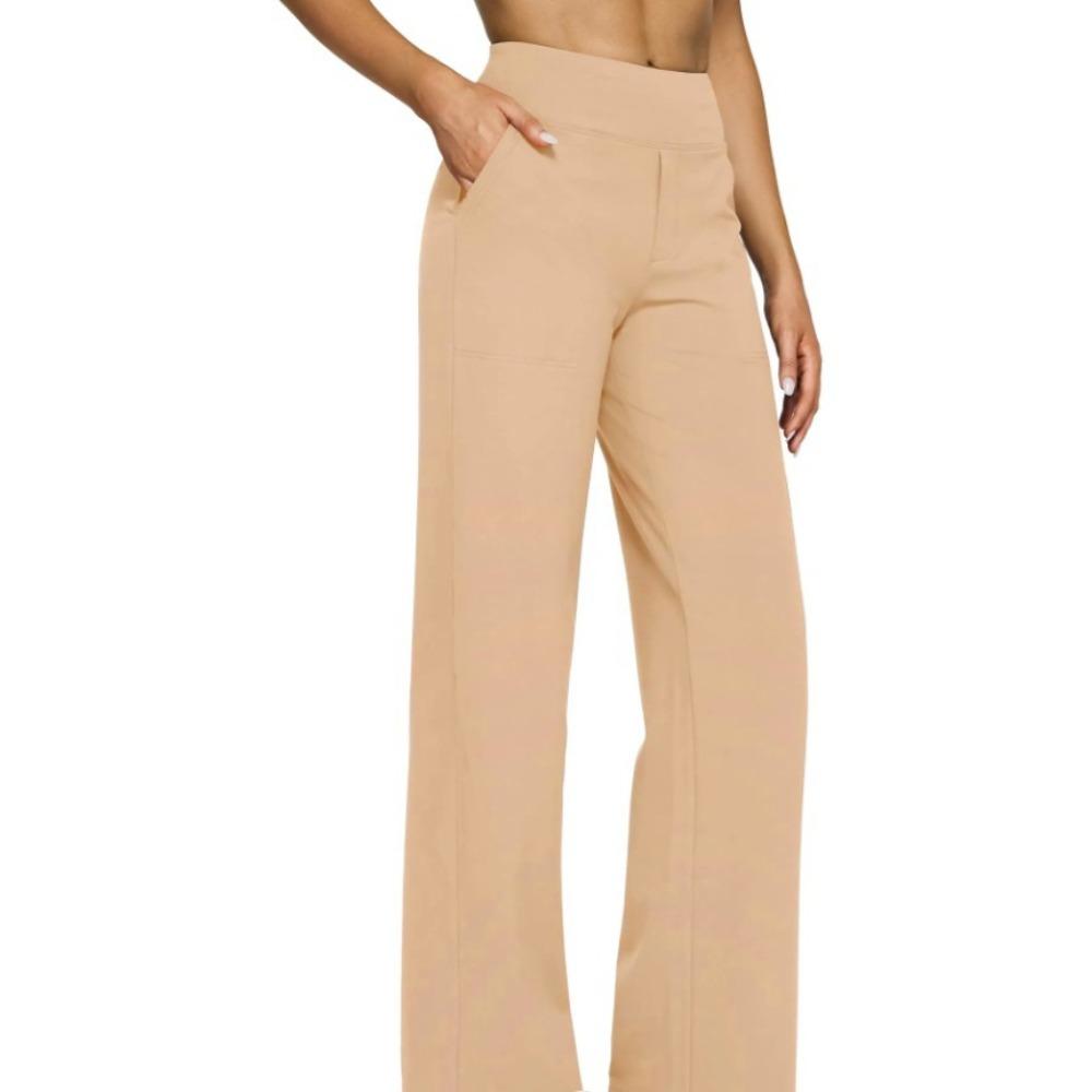 Pantaloni Casual a Vita Alta Gamba Dritta Tasche Ampie Pantaloni Yoga Donna Vestibilità Rilassata Pantaloni Sportivi