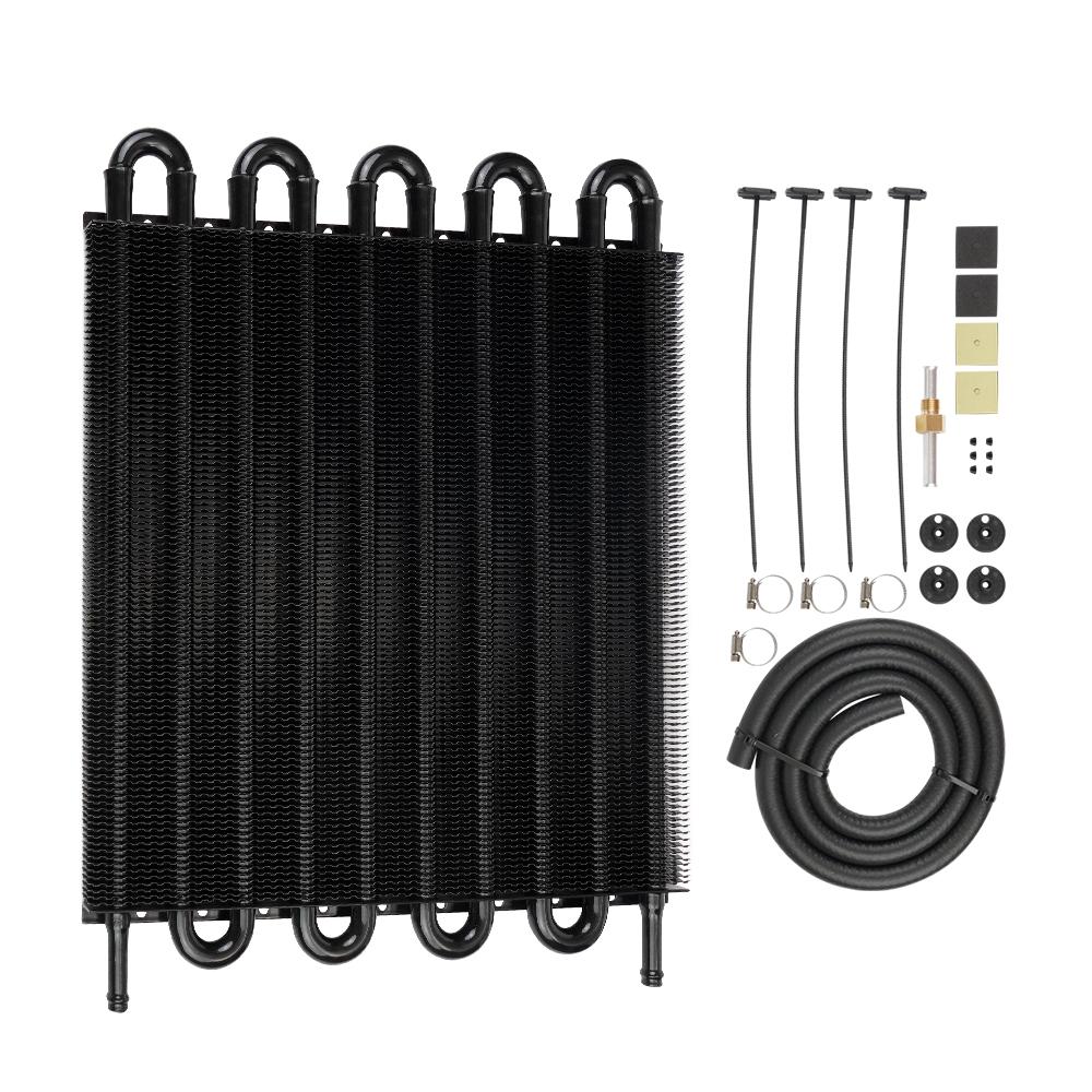 10 Row/16 Row Oil Cooler Kit, Universal Aluminum Remote Transmission Engine Cooler Auto-Manual Radiator Converter Kit