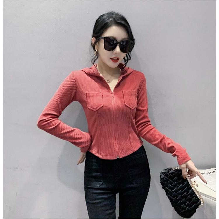 Slim-Fit-Langarmshirt mit Kapuze. Modisches T-Shirt mit Reißverschluss und hochwertigen Nähten