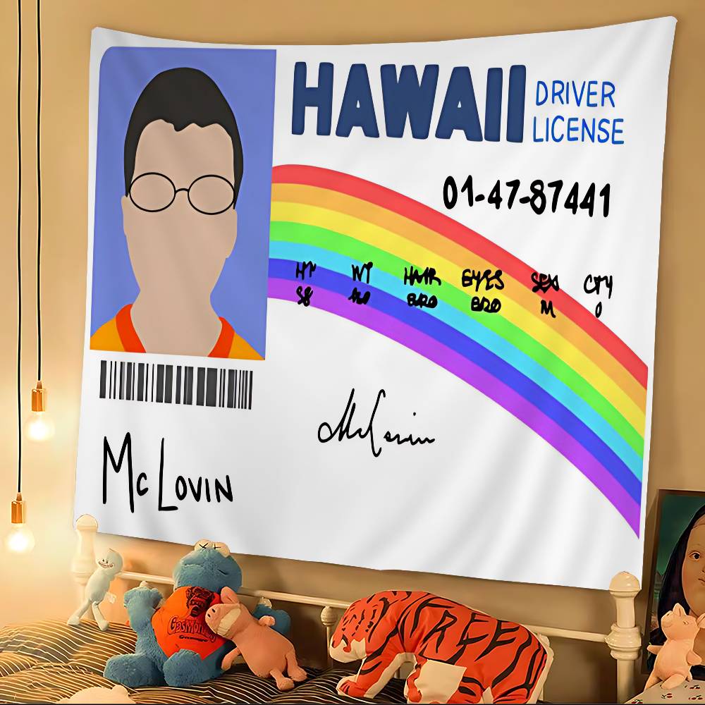 Mclovin Movie Superbad Printed Large Wall Tapestry Hanging Tarot Hippie Wall Rugs Dorm Cheap Hippie Wall Hanging