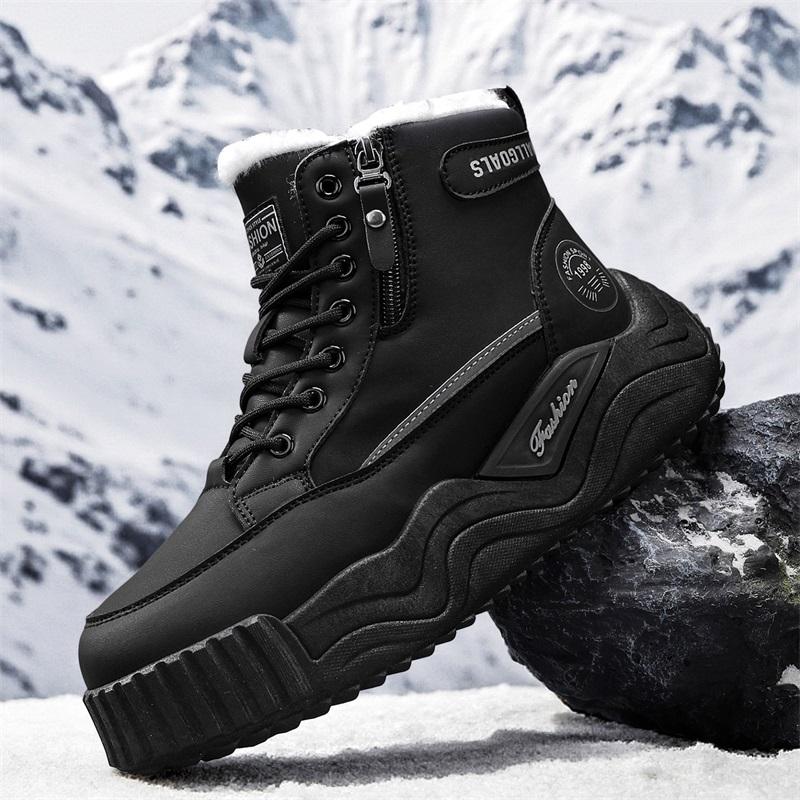 Men's snow boots new winter warm plush thick-sole casual boots fashion outdoor sports work boots soft-sole high-top cotton boots