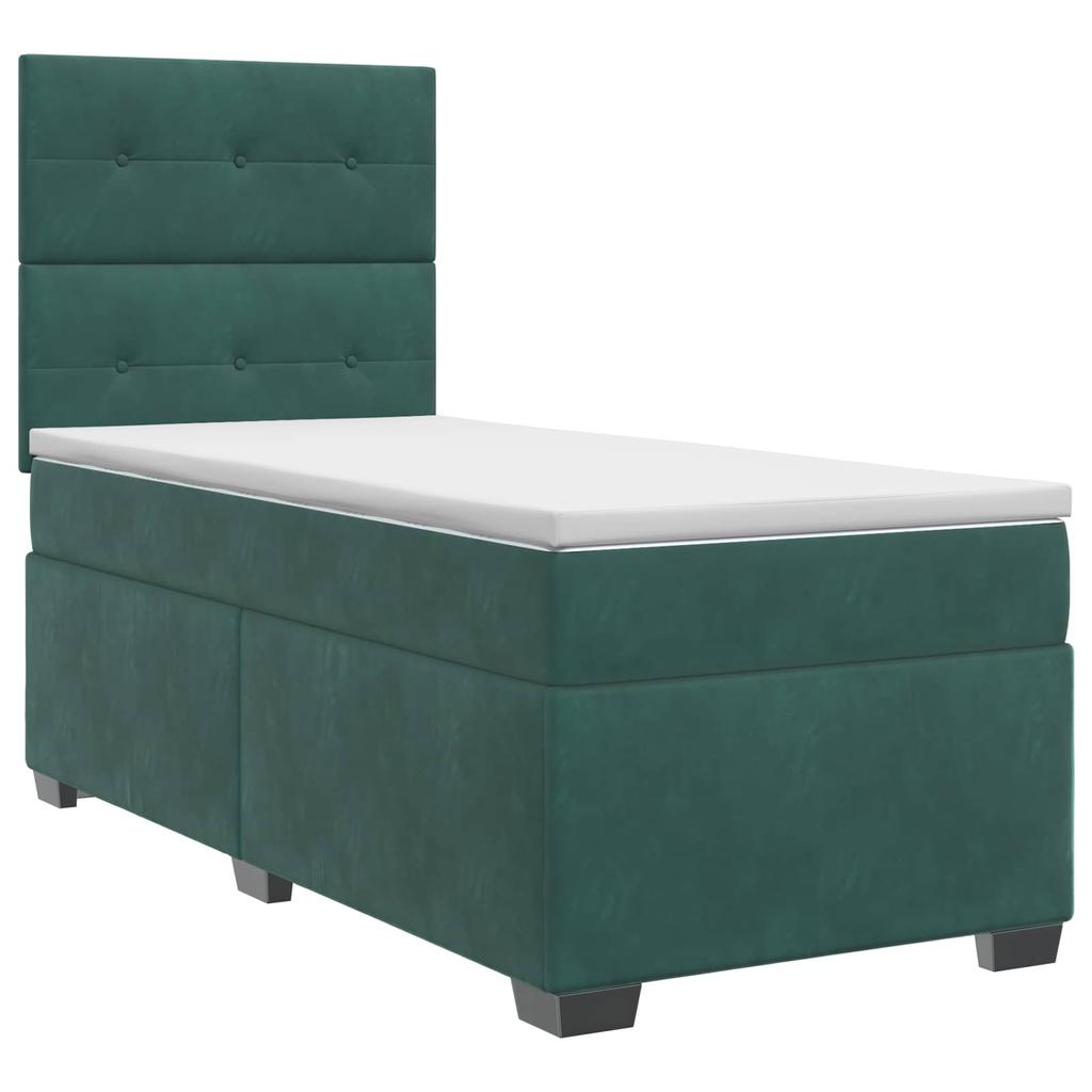 Box Spring Bed with Mattress Dark Green 80 x 200 cm Velvet