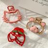 Cute Little Bear Pink Cat Hair Clips Hollowed-out Metal Girls' High School Ponytail Clips Cherry Headwear Hair Accessory Clips