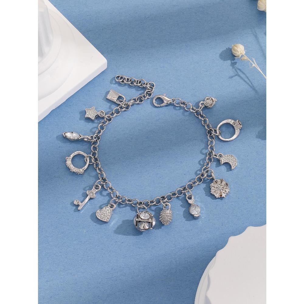 Elegant Fashion 13 Pendant Bracelet for Women Multi Element Stylish Minimalist Jewelry