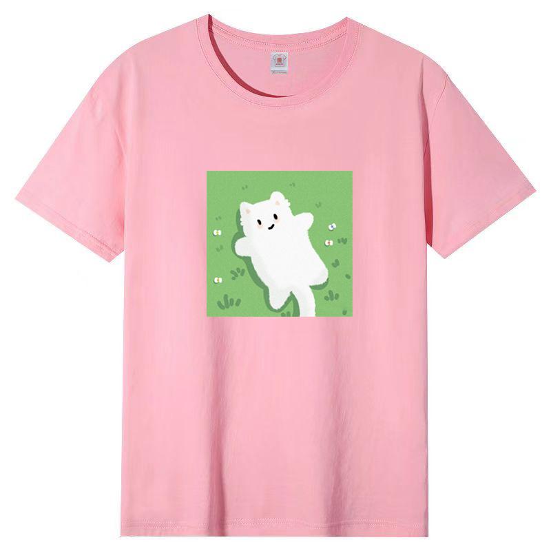 Cotton Short-sleeved T-shirt Female 2025 New Summer Printing Loose Simple Korean Version of The Top Body Shirt Female