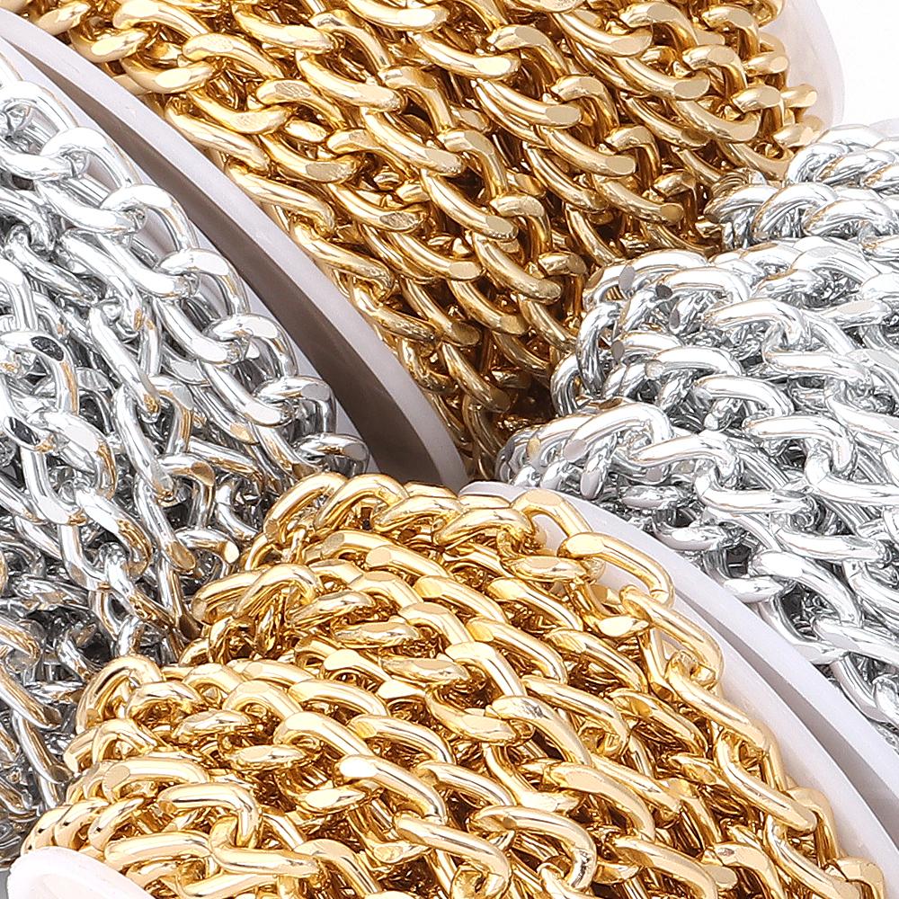 5Yards/Roll Aluminum Chains Metal O-shaped Twist Link Chains For Jewelry Making DIY Necklace Bracelet Clothing Bag Accessories