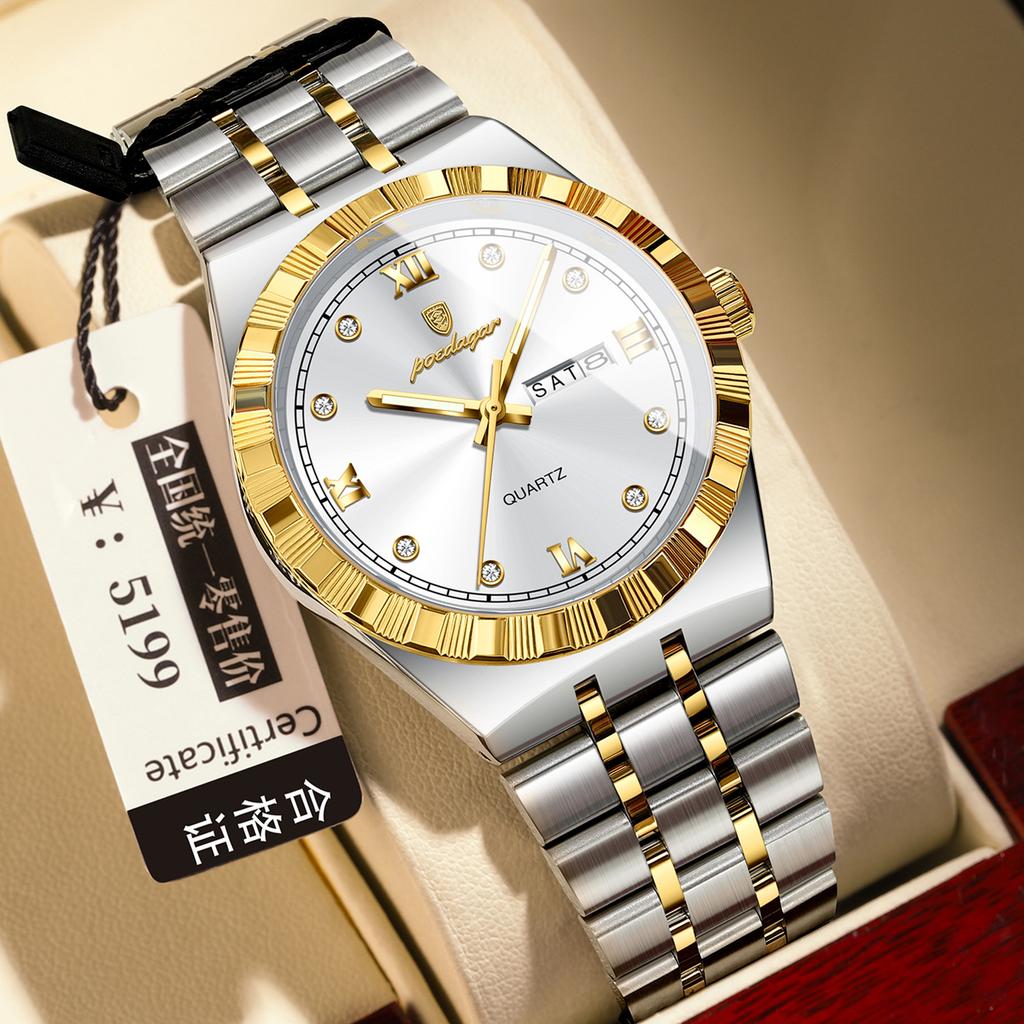 Men'S Watch Double Calendar Slim Quartz Watch