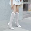 Mesh Panel PU Breathable Summer Knee High Boots Pointed Super High Thin Heel Sexy Hollow Long Boots For Women 2025