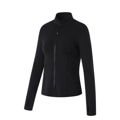 Li Ning Fleece Lined Stand Collar Slim Fit Long Sleeve Hoodie Women Hoodies Black AWDU622-3