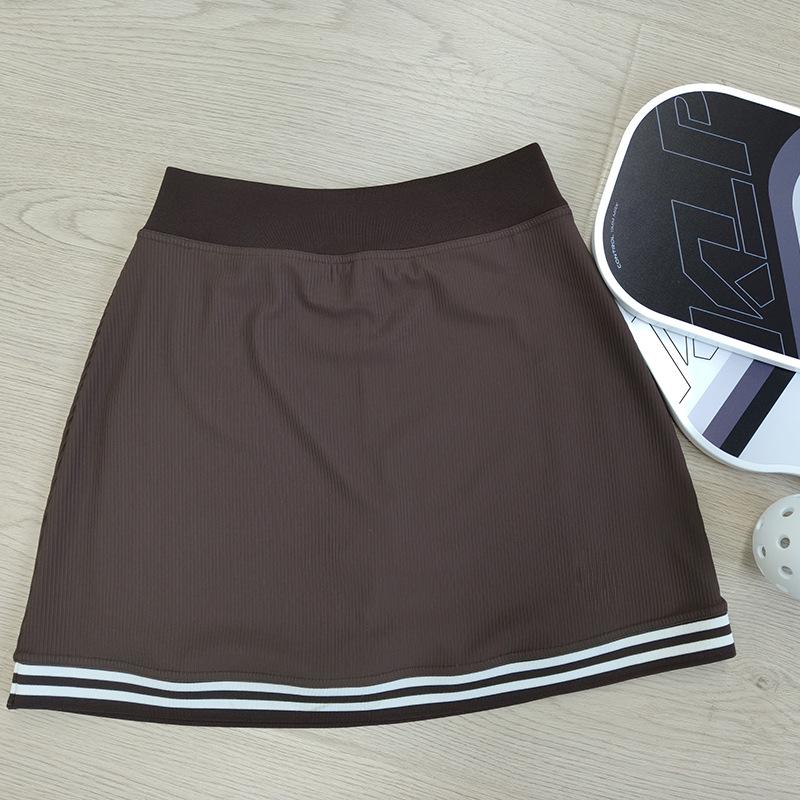 Women s High Waist Tummy Control Color Block Sports Skirt - Fake Two-Piece Anti-Exposure Tennis Skirt XL