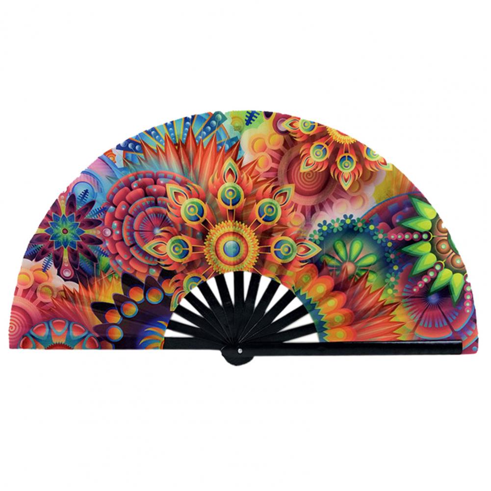 Folding Fan Floral Leopard Starry Sky Print Dance Fan Stylish Handheld Fan Home Decor Ornaments Dance Hand Fan Art Craft Gift
