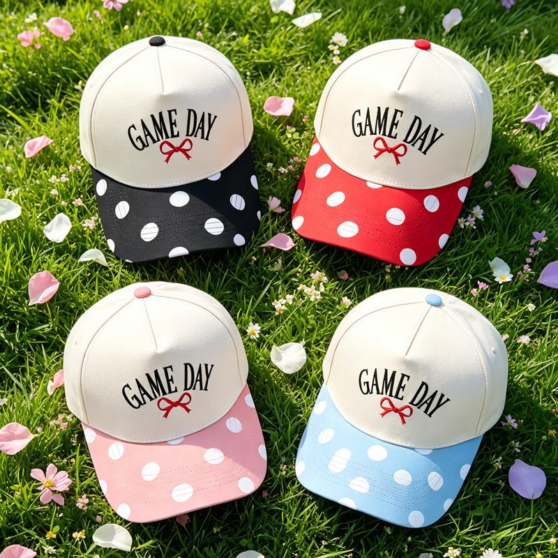 GAME DAY Bow Embroidery Color Matching Truck Hat Race Day Ladies Support Shade Dad Hat
