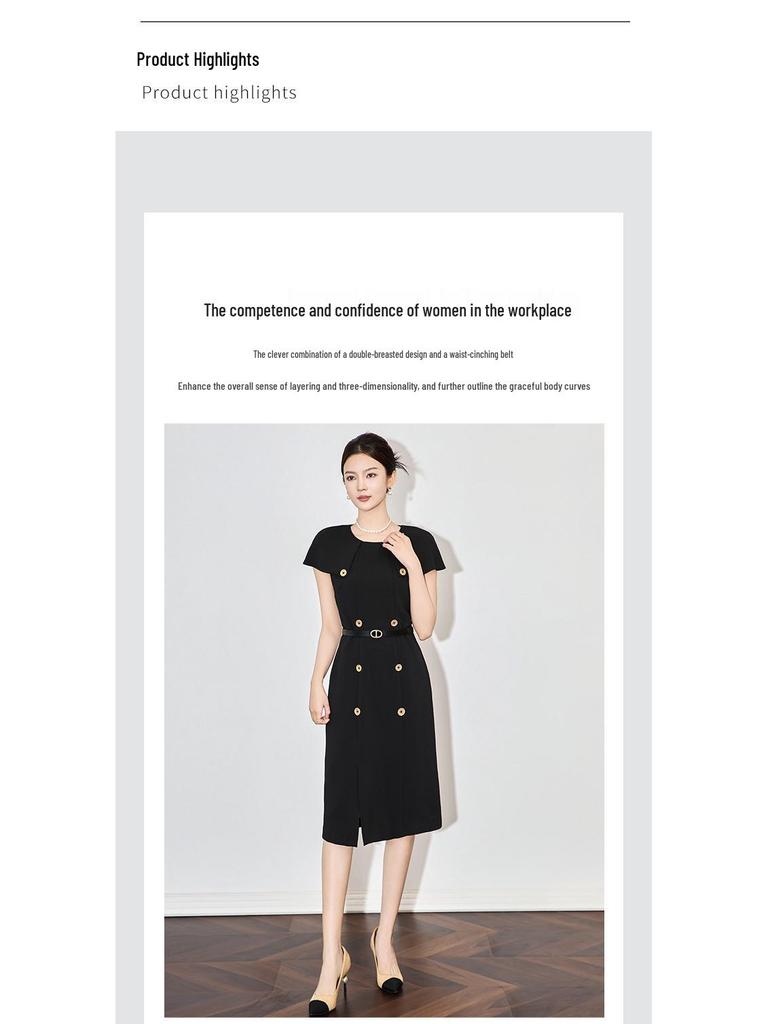 French Style Cape Dress: Short Sleeve, Waist-Slimming, Light Luxury